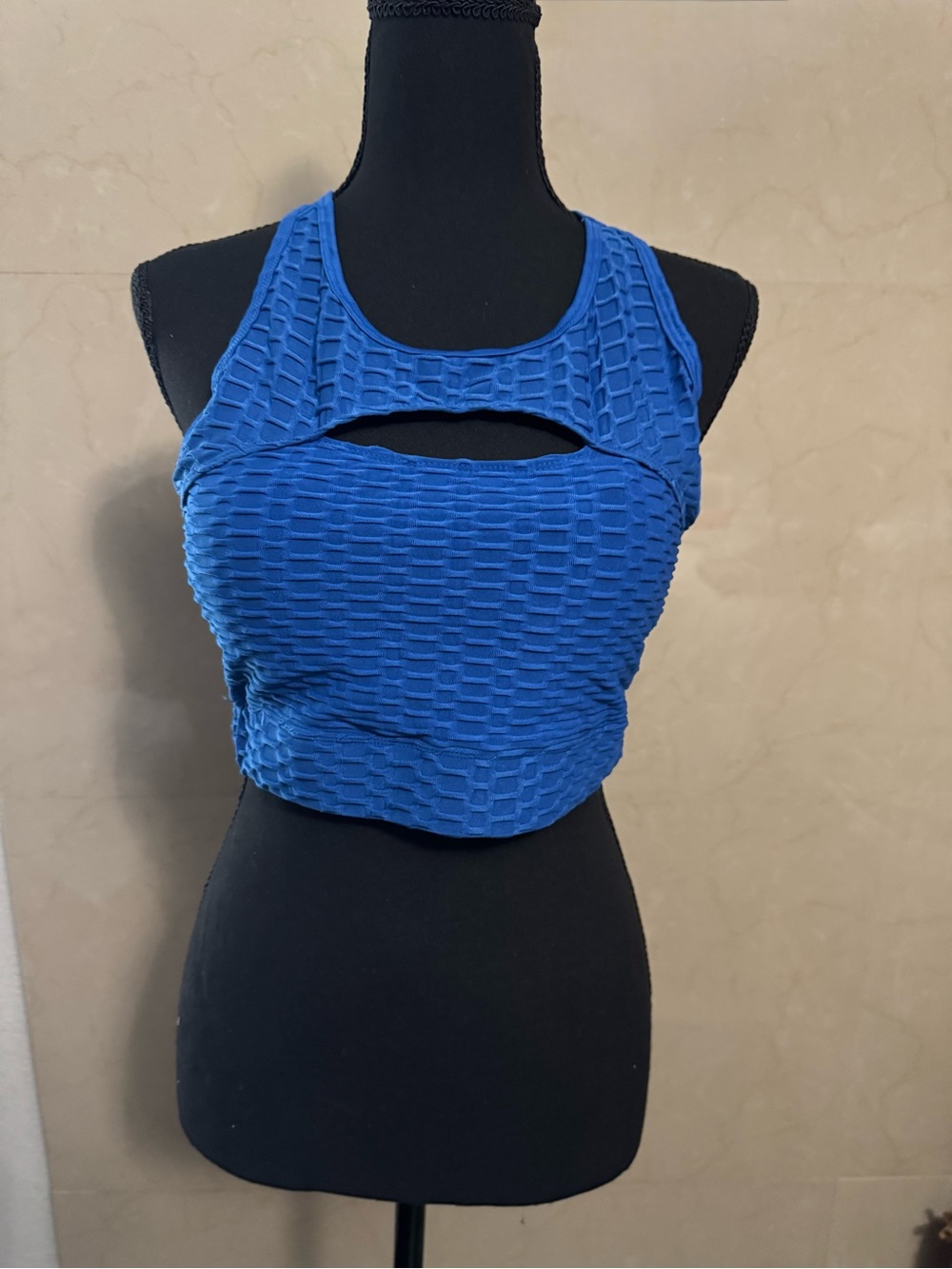 Society Royal Blue Textured Racerback Crop Tank Top